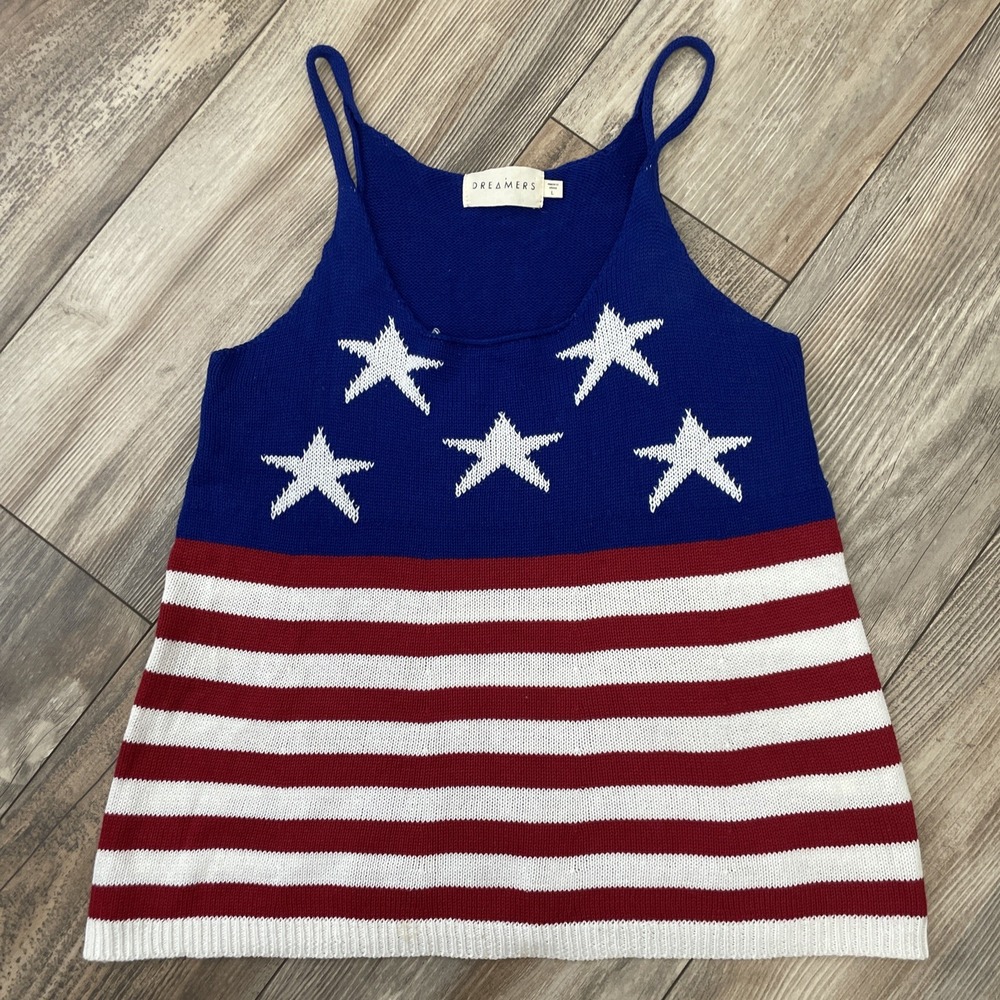DREAMERS Sz XL Patriotic Tank Top All USA Sweater